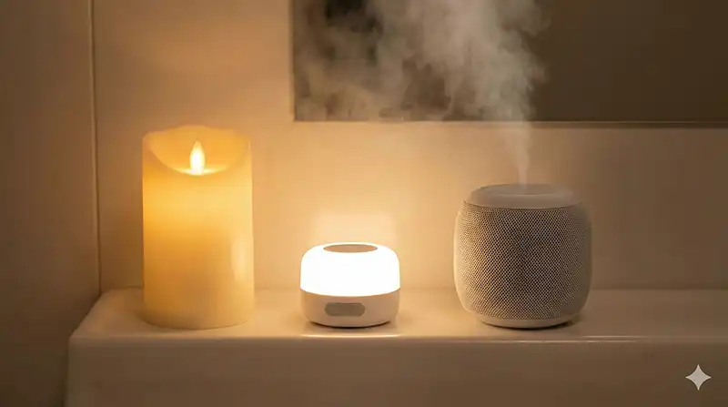 安全設計の象徴：LEDキャンドルとコードレス小物