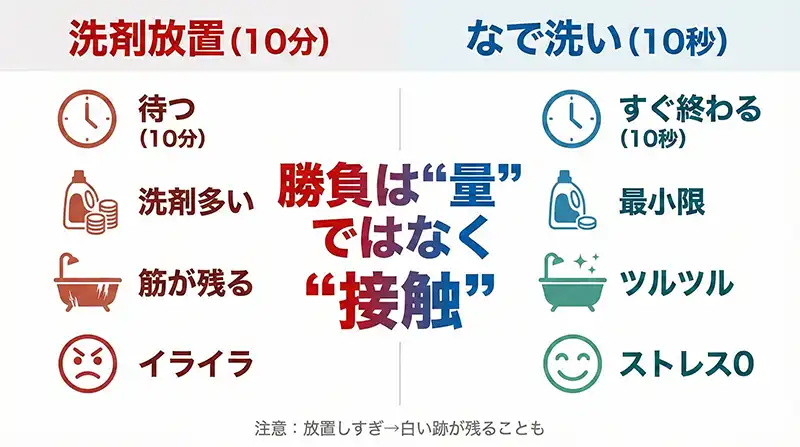 10分放置vs10秒なで洗い_比較インフォグラフ