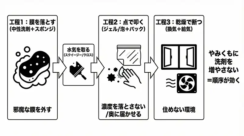 黒カビ掃除3工程_フローチャート