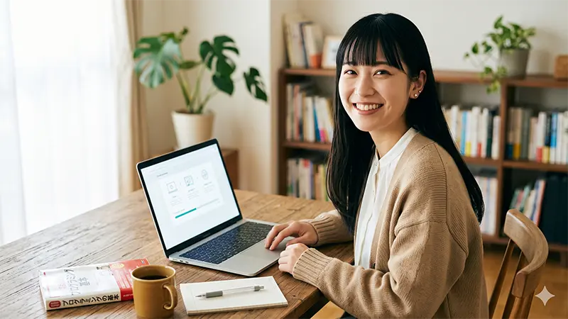 最初の1教材を選ぶ女性