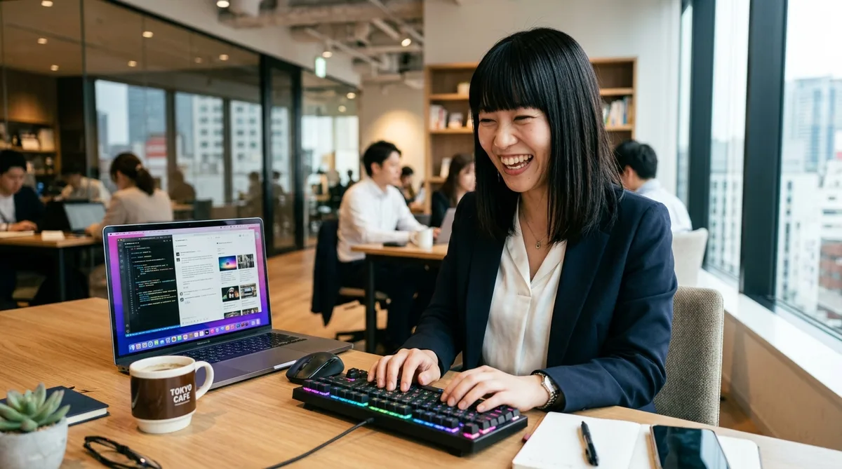 プロンプトを入力してChatGPTでアイデア出しをする女性