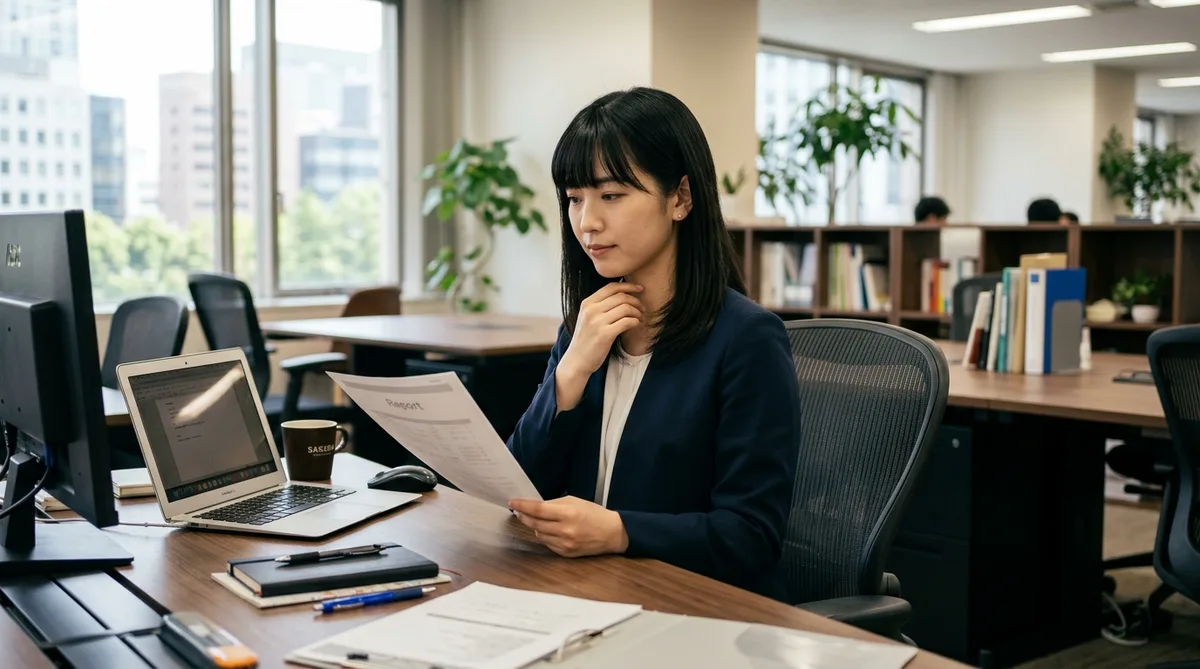デスクワークで肩こりや腰痛に悩む女性