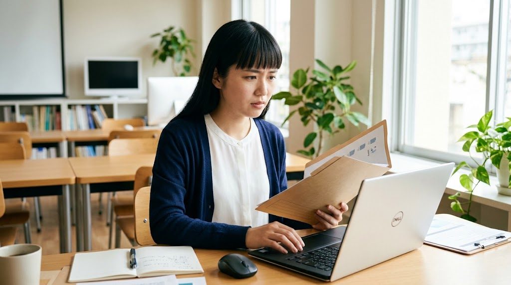 Geminiにファイルをアップロードできず困っている女性