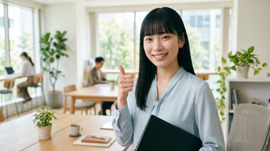 グッドポーズで励ますExcel先生。あなたにもできると勇気づける