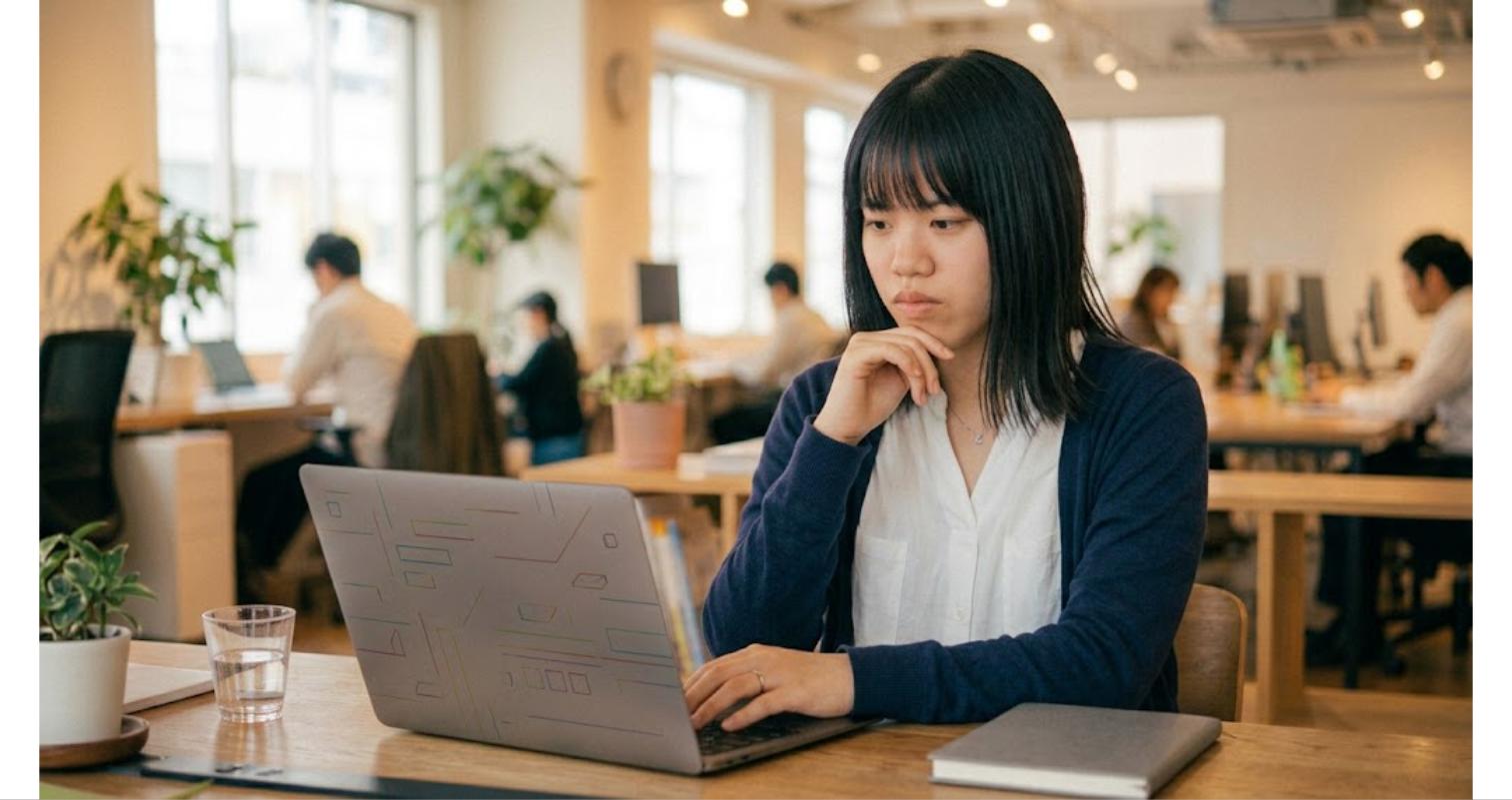 VBEでVBAコードを確認し考え込むIT講師