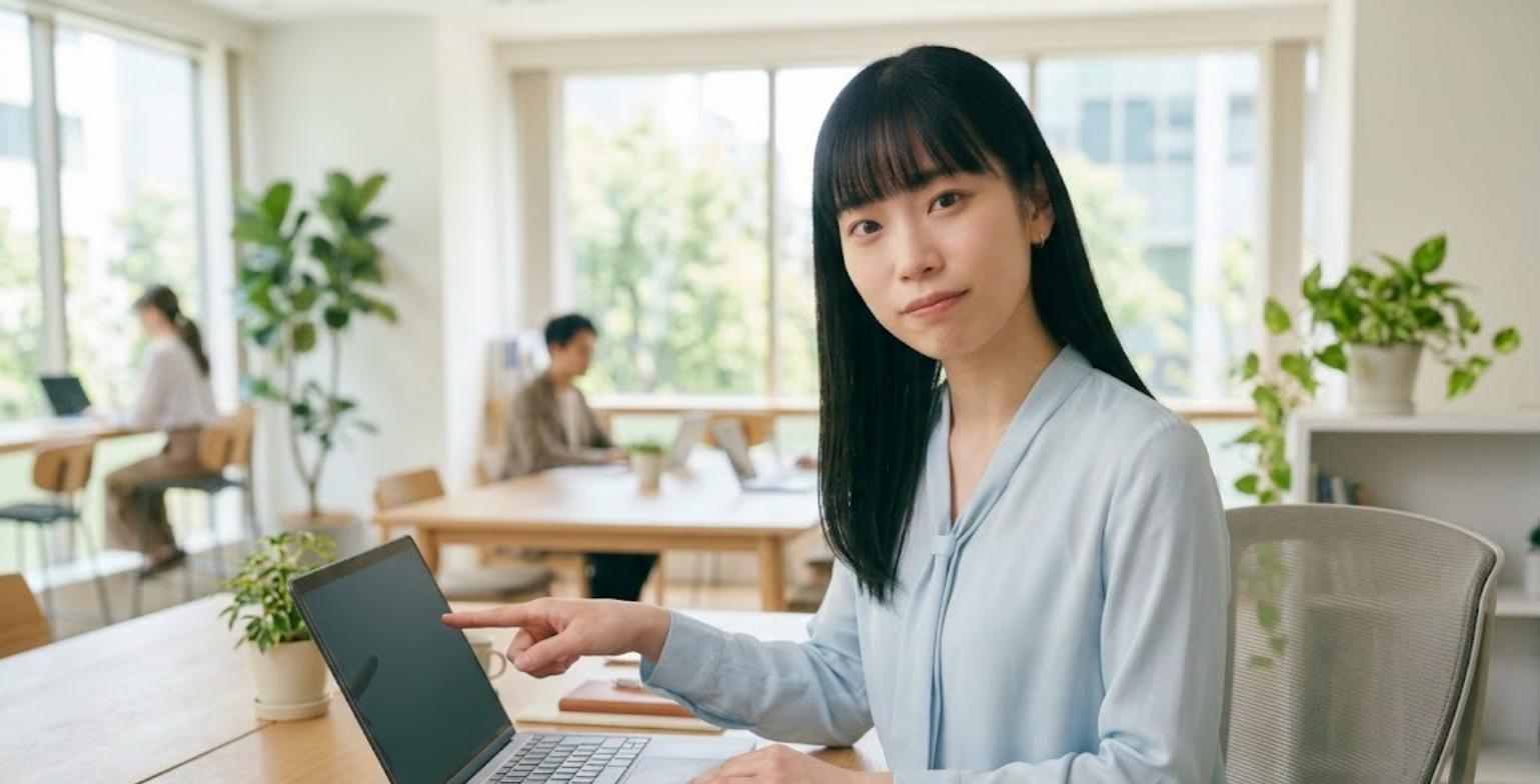 パソコン画面を指さして原因を確認するExcel先生
