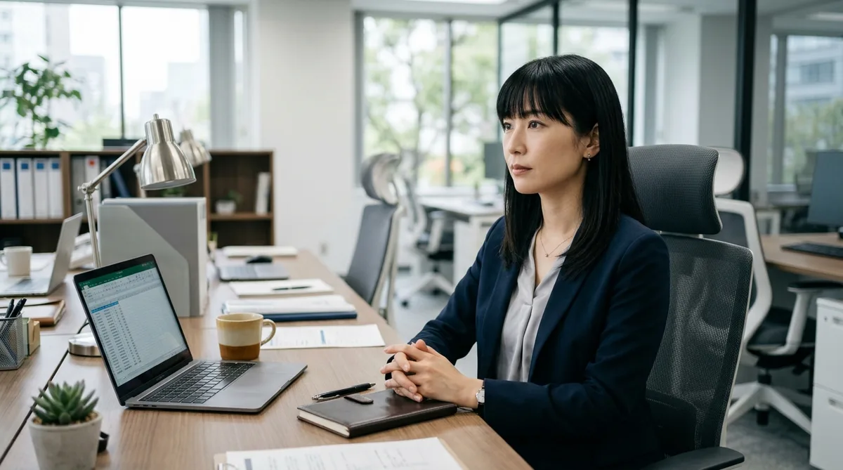 職場の人間関係に悩み思案する女性