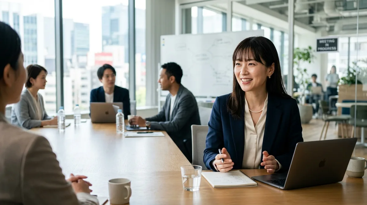 円滑な対話で相手の信頼を得る女性