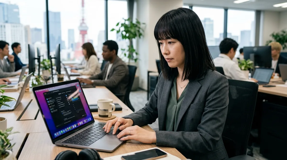 Excelの開発タブの設定をスムーズに行う女性