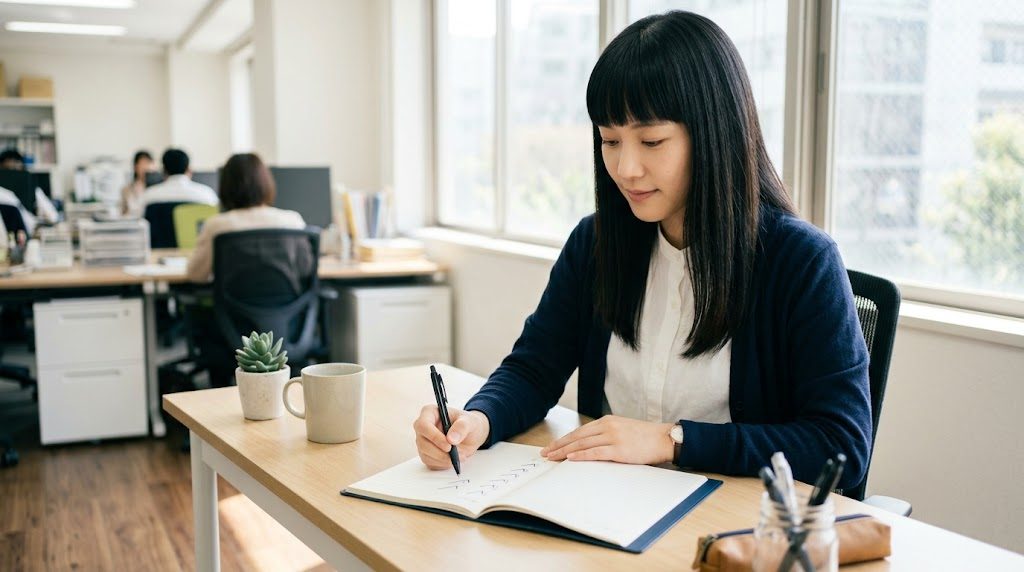 共通チェックの手順をノートに書き出して確認するExcel講師